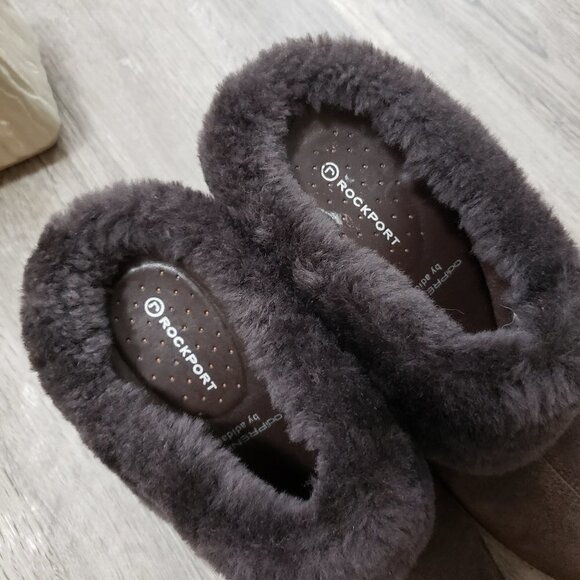 Rockport Katja Shearling Mule Brown Suede Sz 7 - Picture 8 of 10